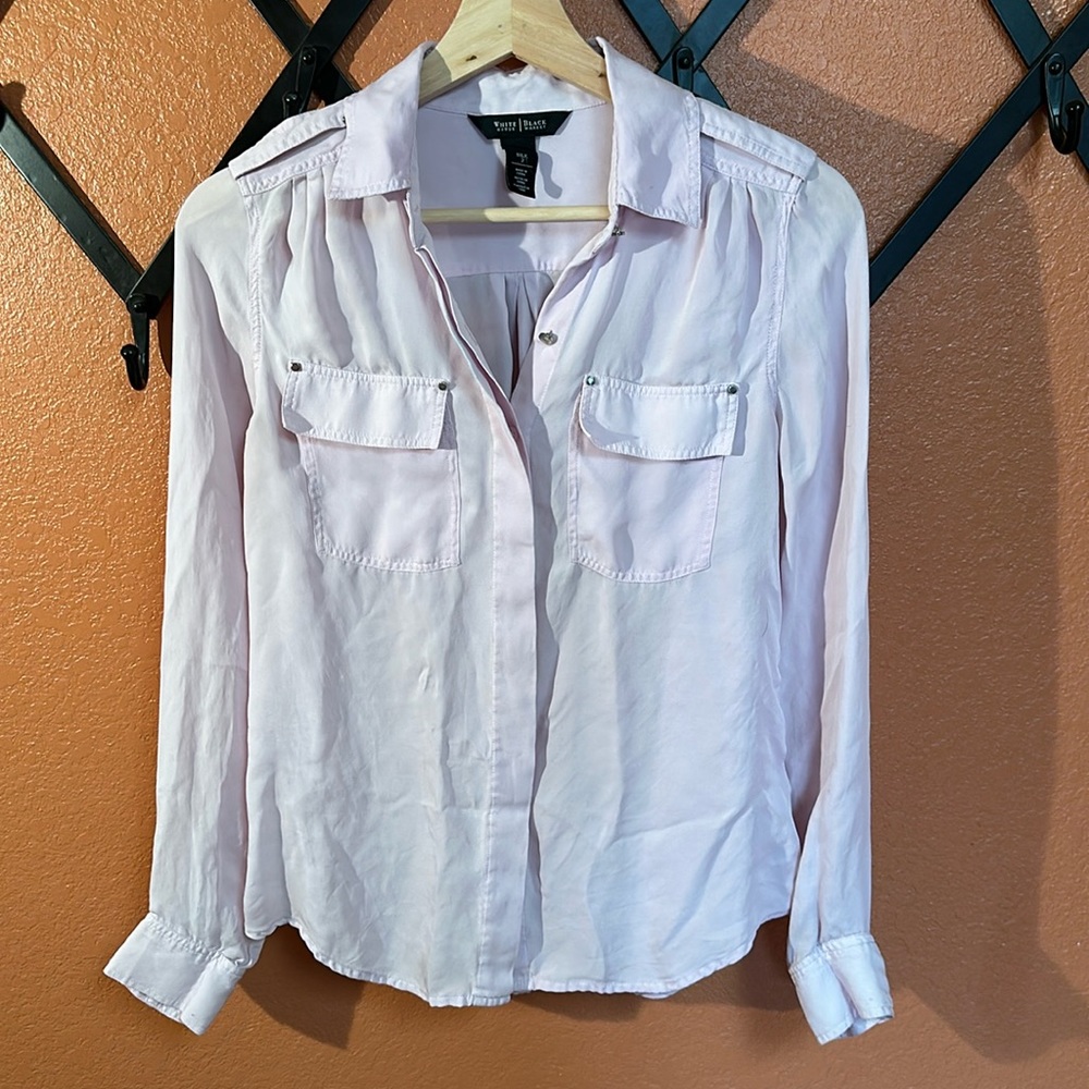 Lavender White House Black Market Button Down Blouse